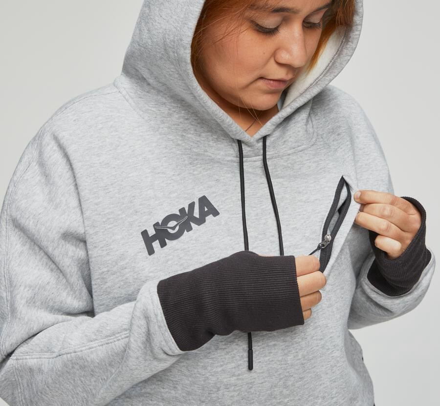 Hoodie Womens - Hoka One One Performance - Grey - TEKJMIX-36